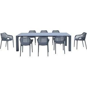 Air XL Extension 9 Piece Dining Set in Dark Gray