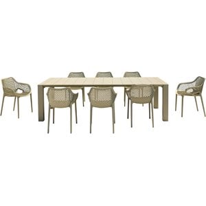 Air XL Extension 9 Piece Dining Set in Taupe