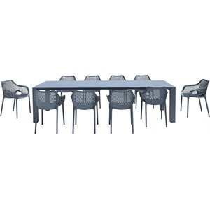 Air XL Extension 11 Piece Dining Set in Dark Gray