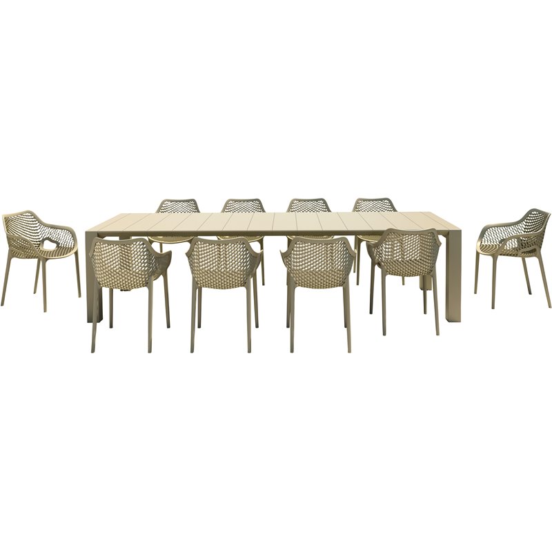 Air XL Extension 11 Piece Dining Set in Taupe