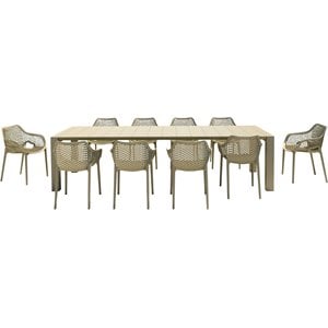 Air XL Extension 11 Piece Dining Set in Taupe