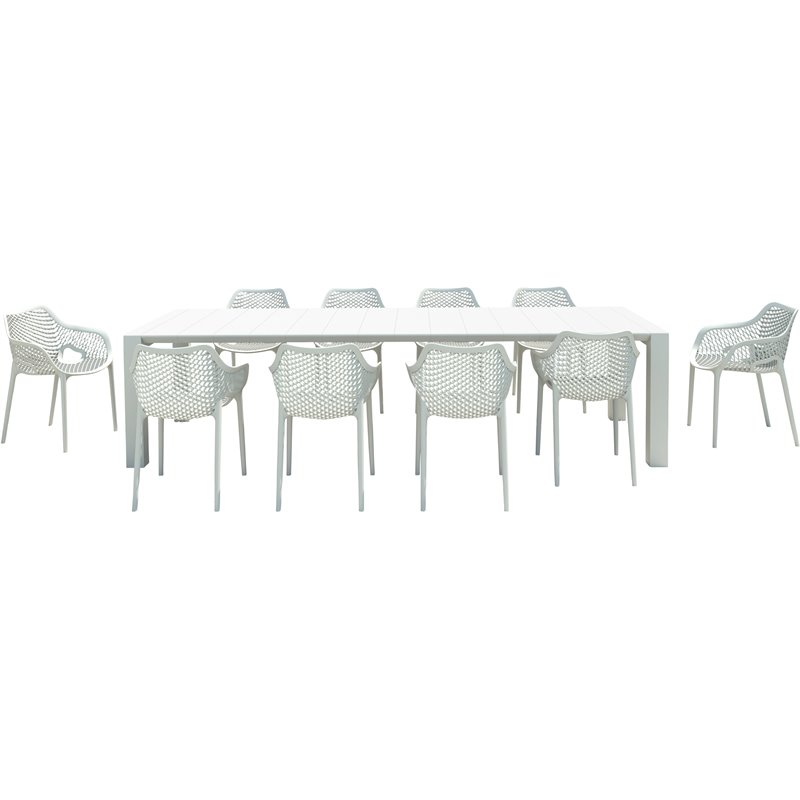 Air XL Extension 11 Piece Dining Set in White