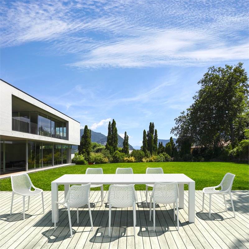 Air Extension 9 Piece Dining Set in White