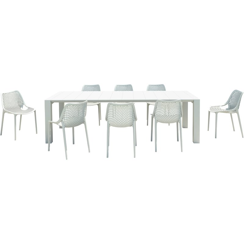 Air Extension 9 Piece Dining Set in White