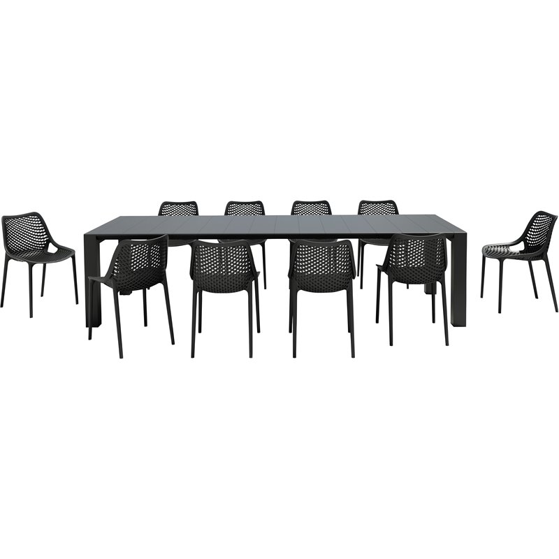Air Extension 11 Piece Dining Set in Black
