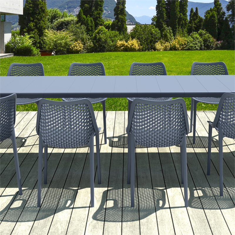 Air Extension 11 Piece Dining Set in Dark Gray