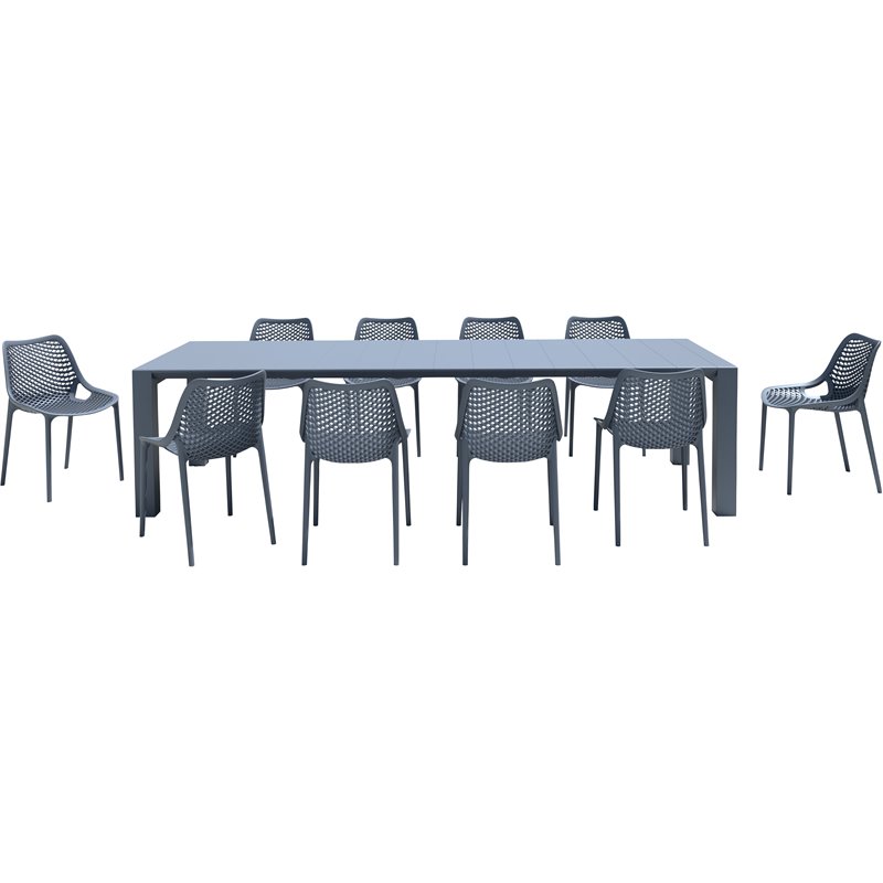 Air Extension 11 Piece Dining Set in Dark Gray