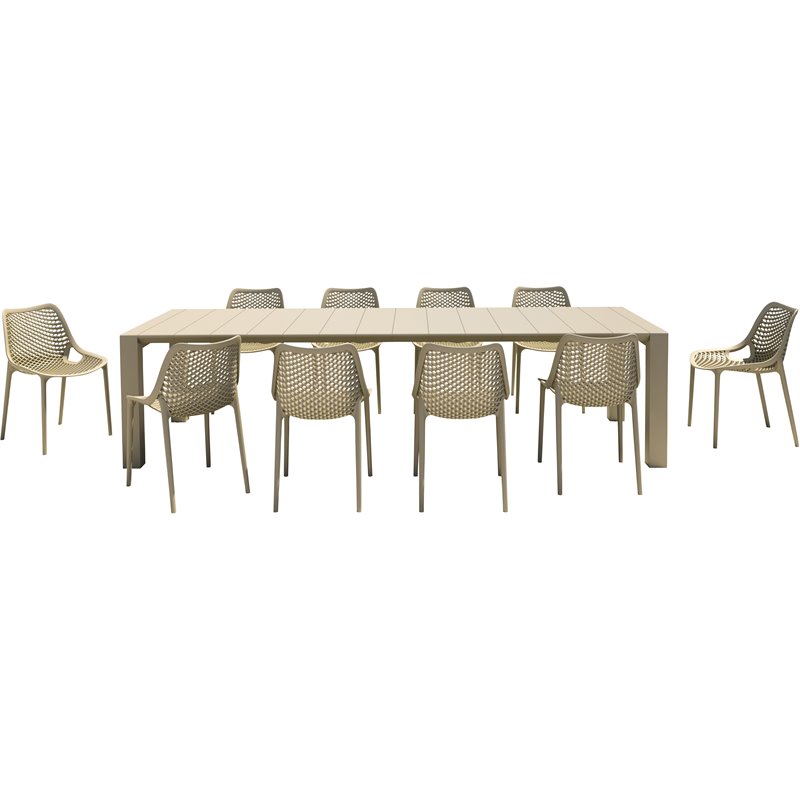 Air Extension 11 Piece Dining Set in Taupe