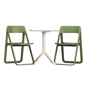 Compamia Dream Folding Outdoor Bistro Set w/ 24&quot Table & 2 Chairs in Olive Green