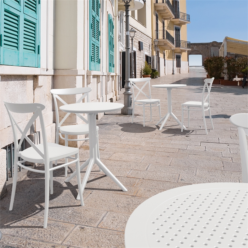 Compamia Sky 24 inch Round Folding Table in White finish
