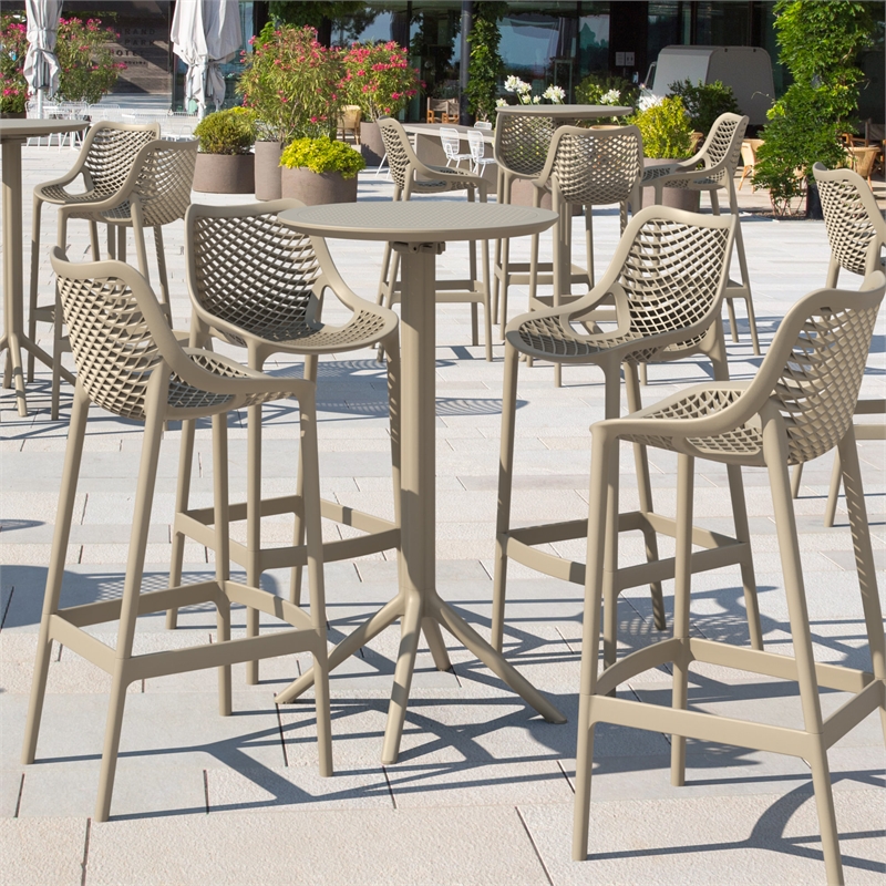 Compamia Sky 24 inch Round Folding Bar Table in Taupe finish