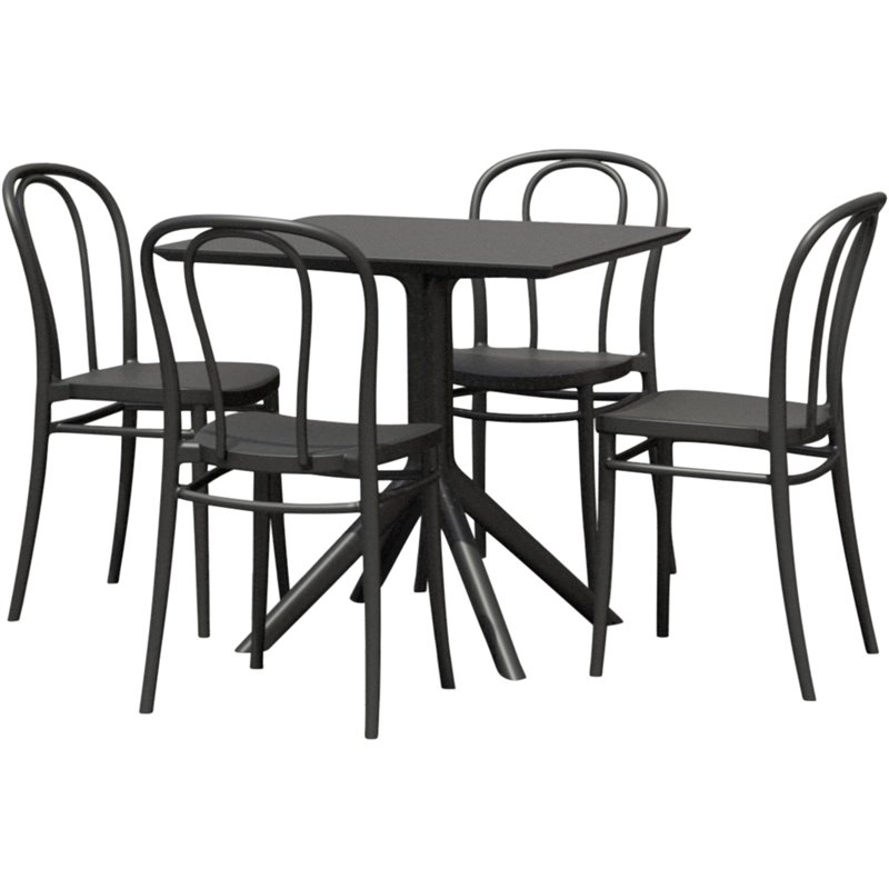 Compamia Victor Patio Dining Set with 4 Chairs Black
