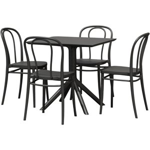 Compamia Victor Patio Dining Set with 4 Chairs Black