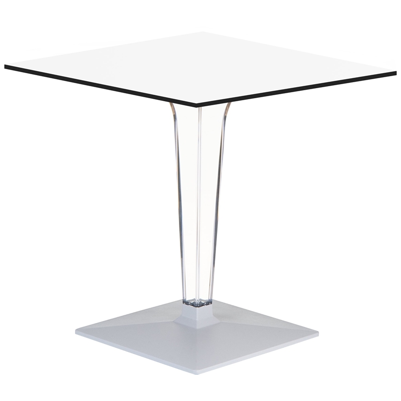 Compamia Ice 24 inch HPL Top Square Dining Table with Transparent Base in White