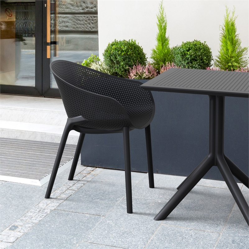 Compamia Sky Pro Stacking Dining Chair in Black finish