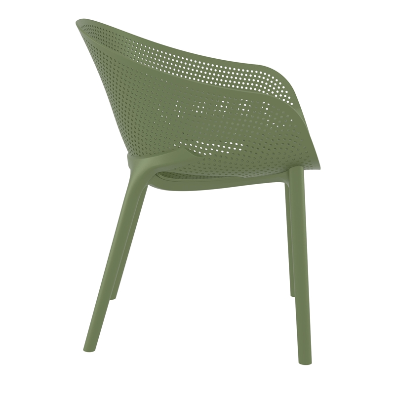Compamia Sky Pro Stacking Dining Chair in Olive Green finish