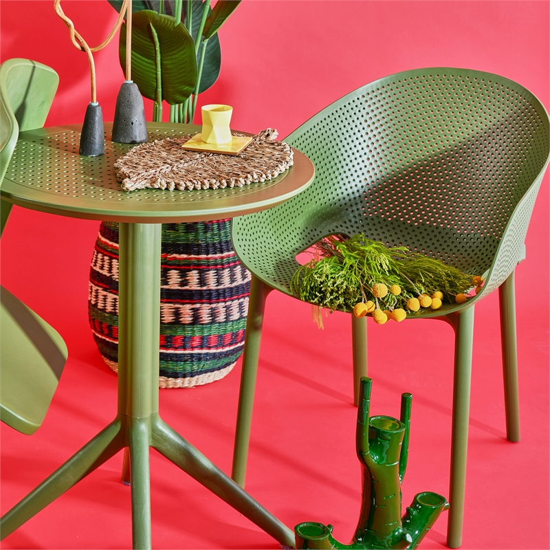 Compamia Sky Pro Stacking Dining Chair in Olive Green finish