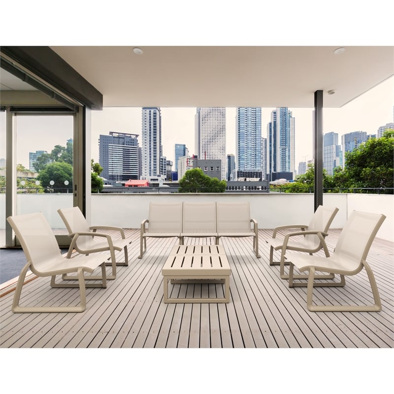 Compamia Pacific Club Arm Chair Taupe Frame Taupe Sling