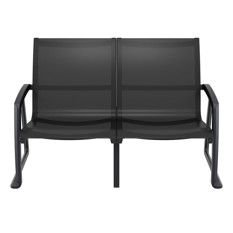 Compamia Pacific LoveSeat with Arms Black Frame Black Sling
