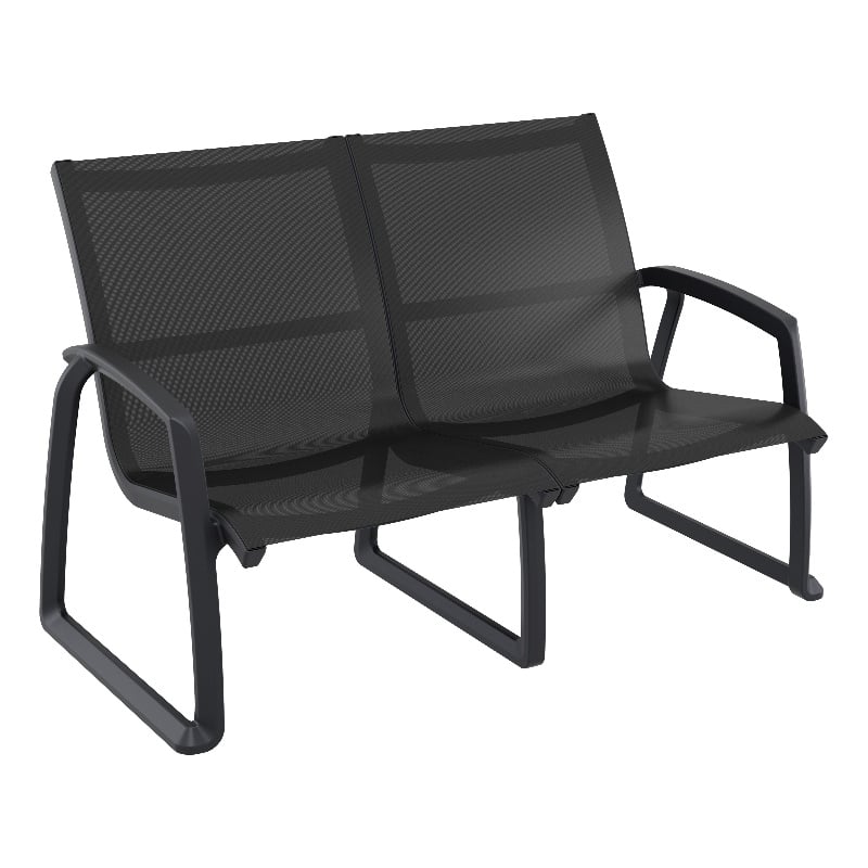 Compamia Pacific LoveSeat with Arms Black Frame Black Sling