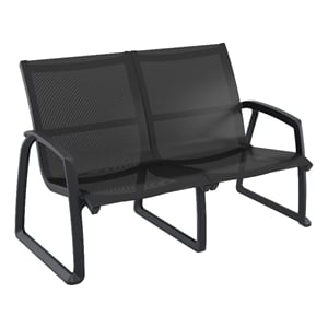 Compamia Pacific LoveSeat with Arms Black Frame Black Sling