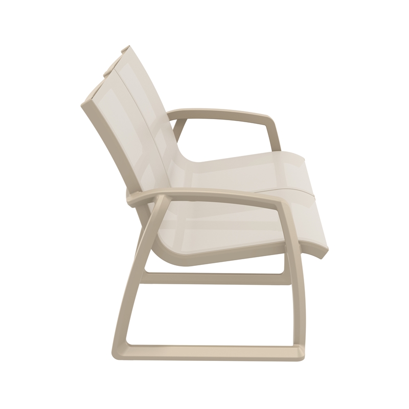 Compamia Pacific LoveSeat with Arms Taupe Frame Taupe Sling