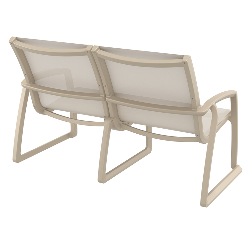 Compamia Pacific LoveSeat with Arms Taupe Frame Taupe Sling