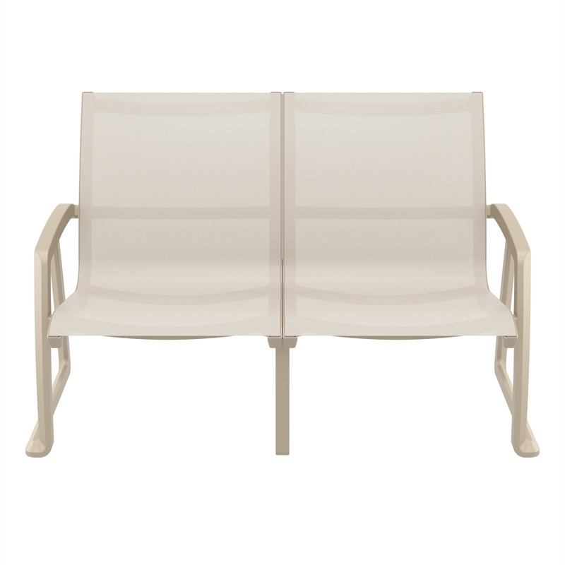 Compamia Pacific LoveSeat with Arms Taupe Frame Taupe Sling