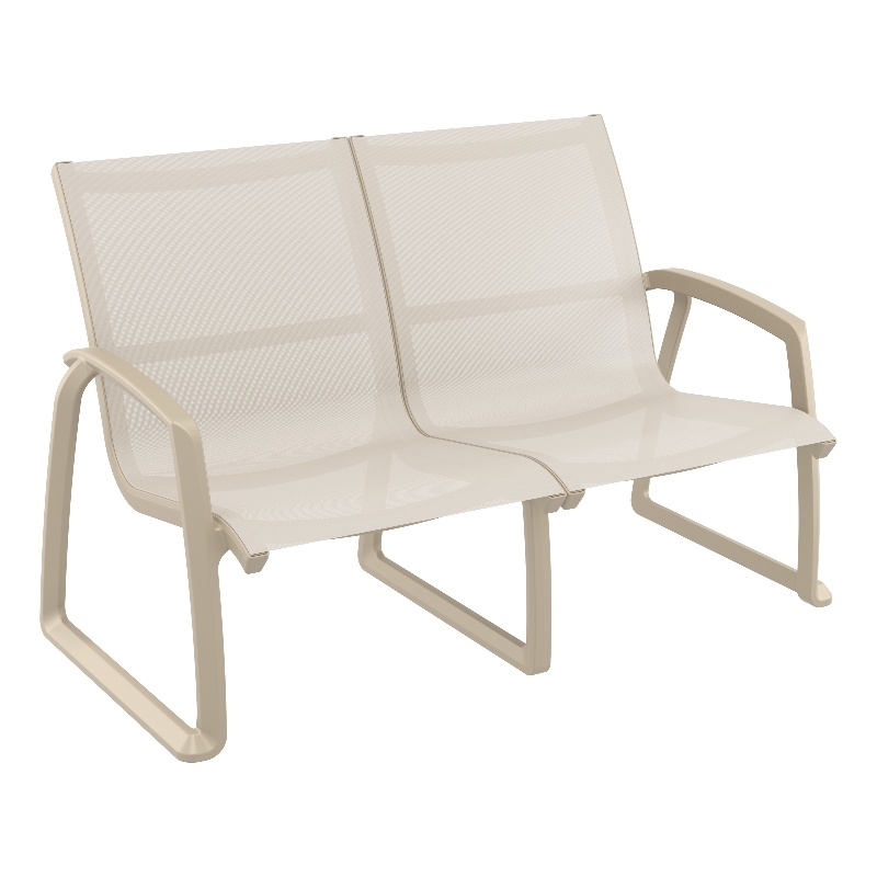 Compamia Pacific LoveSeat with Arms Taupe Frame Taupe Sling