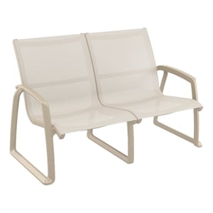 Compamia Pacific LoveSeat with Arms Taupe Frame Taupe Sling