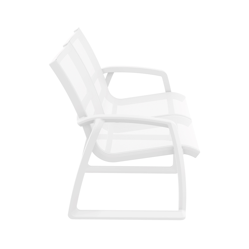 Compamia Pacific LoveSeat with Arms White Frame White Sling