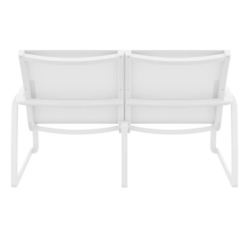 Compamia Pacific LoveSeat with Arms White Frame White Sling