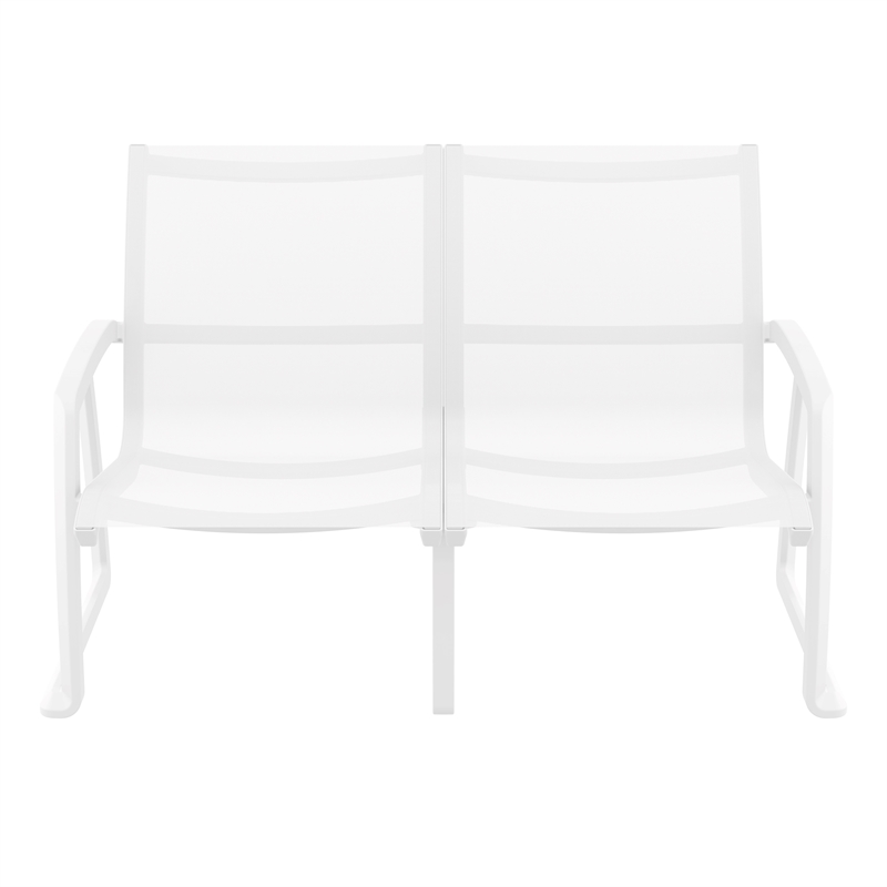 Compamia Pacific LoveSeat with Arms White Frame White Sling