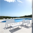 Compamia Pacific LoveSeat with Arms White Frame White Sling