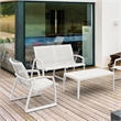 Compamia Pacific LoveSeat with Arms White Frame White Sling