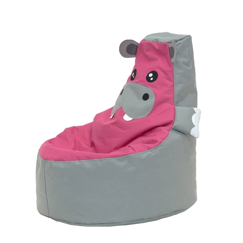 Gray and Pink Hippo Bean Bag Chair