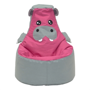 Gray and Pink Hippo Bean Bag Chair
