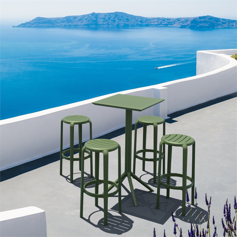 Compamia Tom Resin Bar Stool Olive Green