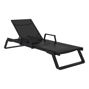 Tropic Arm Sling Chaise Lounge Black Frame Black Sling