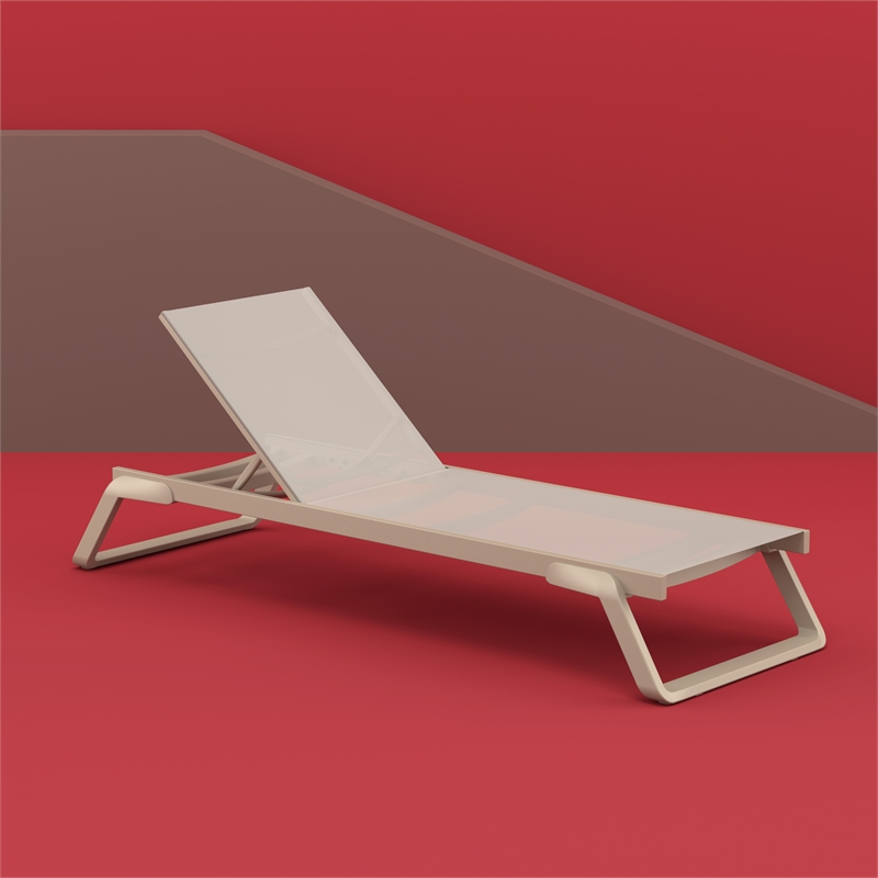 Compamia Tropic Arm Sling Chaise Lounge Taupe Frame Taupe Sling
