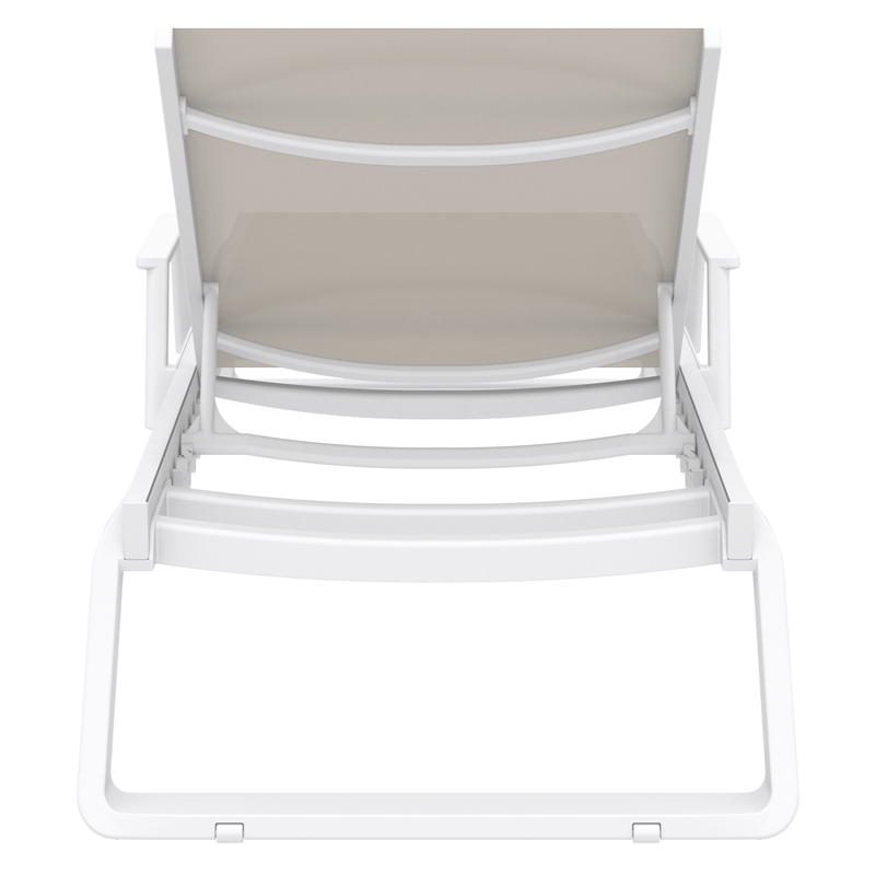 Compamia Tropic Arm Sling Chaise Lounge White Frame Taupe Sling