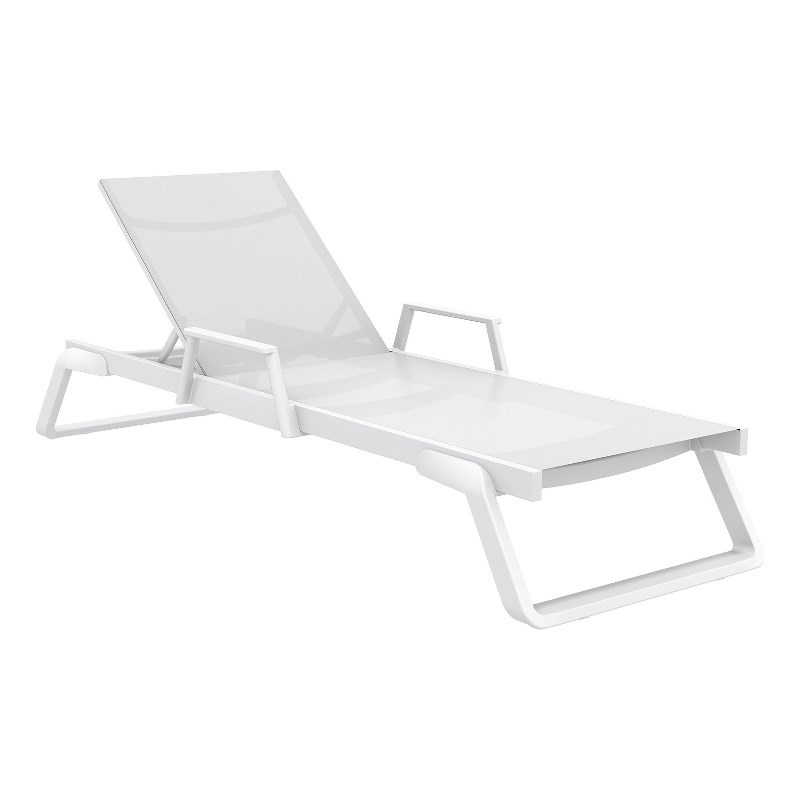 Compamia Tropic Arm Sling Chaise Lounge White Frame White Sling