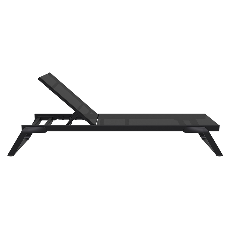 Compamia Tropic Sling Chaise Lounge Black Frame Black Sling