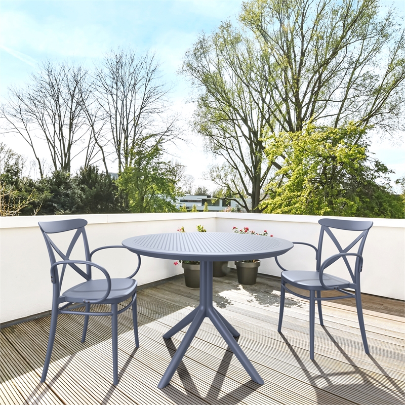 Compamia Sky 42 inch Round Dining Table Dark Gray