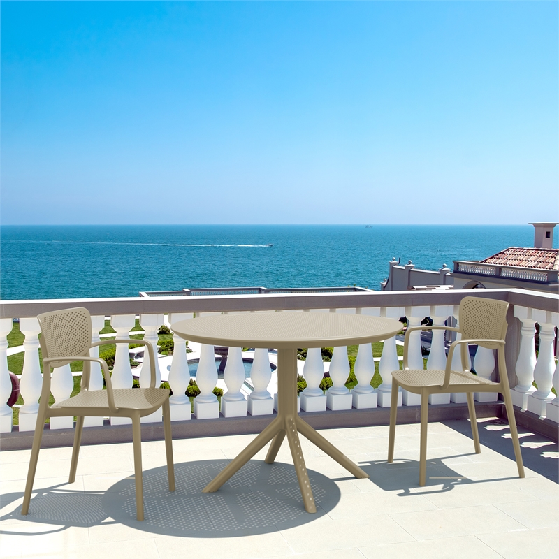 Compamia Sky 42 inch Round Dining Table Taupe