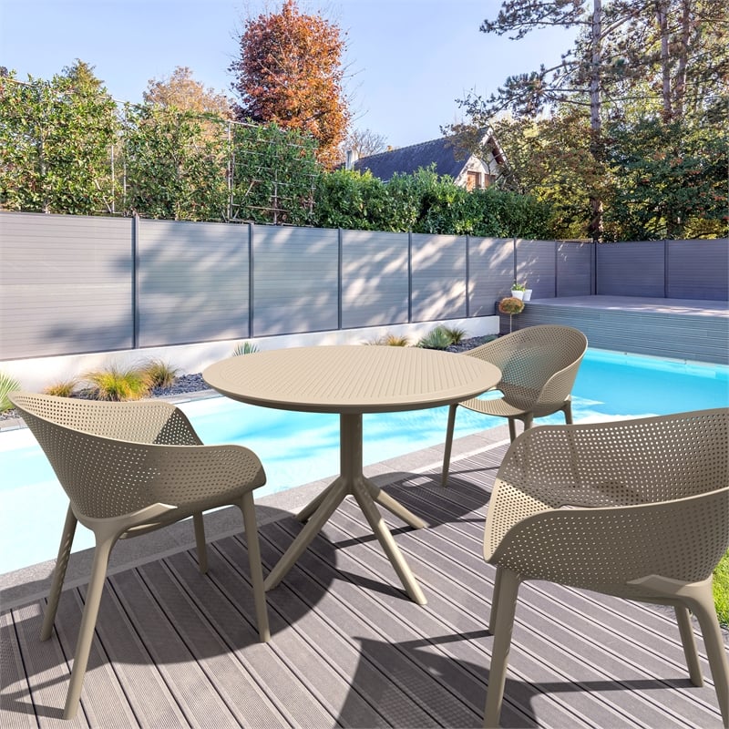 Compamia Sky 42 inch Round Dining Table Taupe
