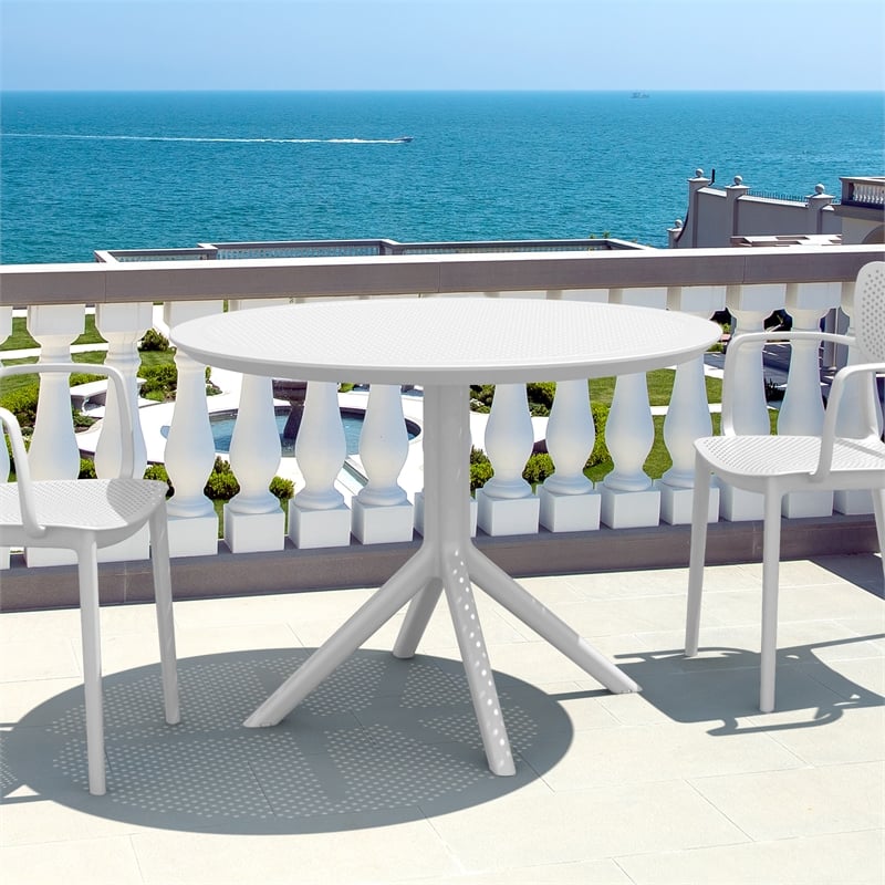Compamia Sky 42 inch Round Dining Table White
