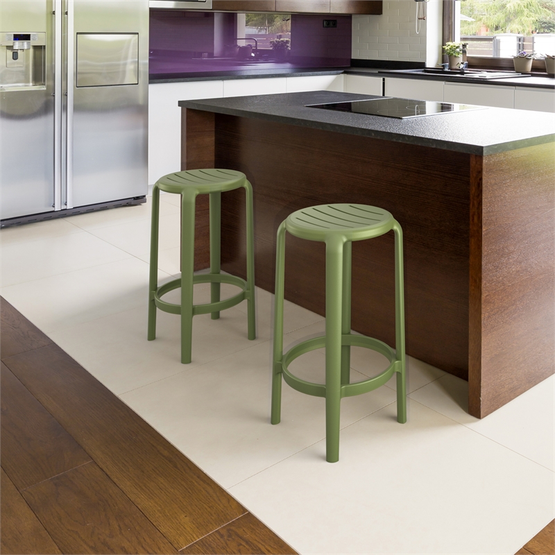 Compamia Tom Resin Counter Stool Olive in Green finish