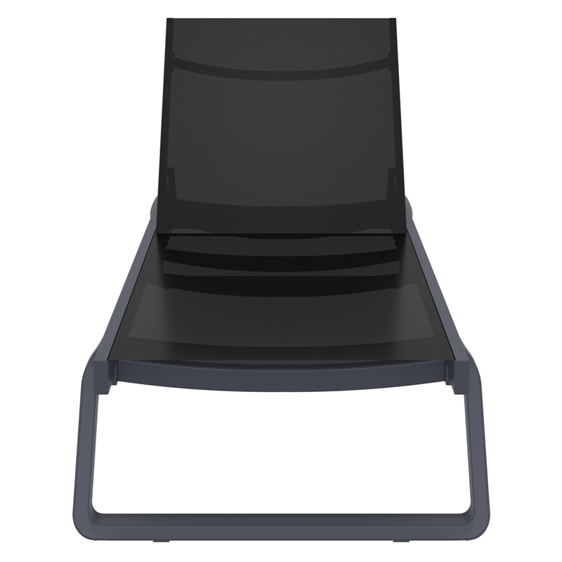 Compamia Tropic Sling Chaise Lounge Dark Gray Frame Black Sling