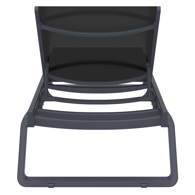 Compamia Tropic Sling Chaise Lounge Dark Gray Frame Black Sling